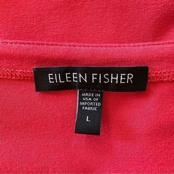 EILEEN FISHER Scoop Neck Dolman Long Sleeve Jersey Pink Coral Blouse Size L - Picture 9 of 11